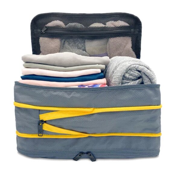 BIAGGI Ultimate Compression Zipcube Gray Yellow Travel Bag - Picture 2 of 4